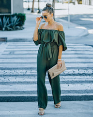 Leiland Off The Shoulder Jumpsuit - Olive Ins Street