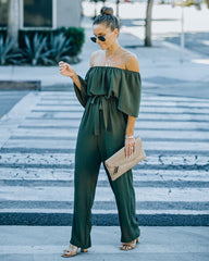 Leiland Off The Shoulder Jumpsuit - Olive Ins Street