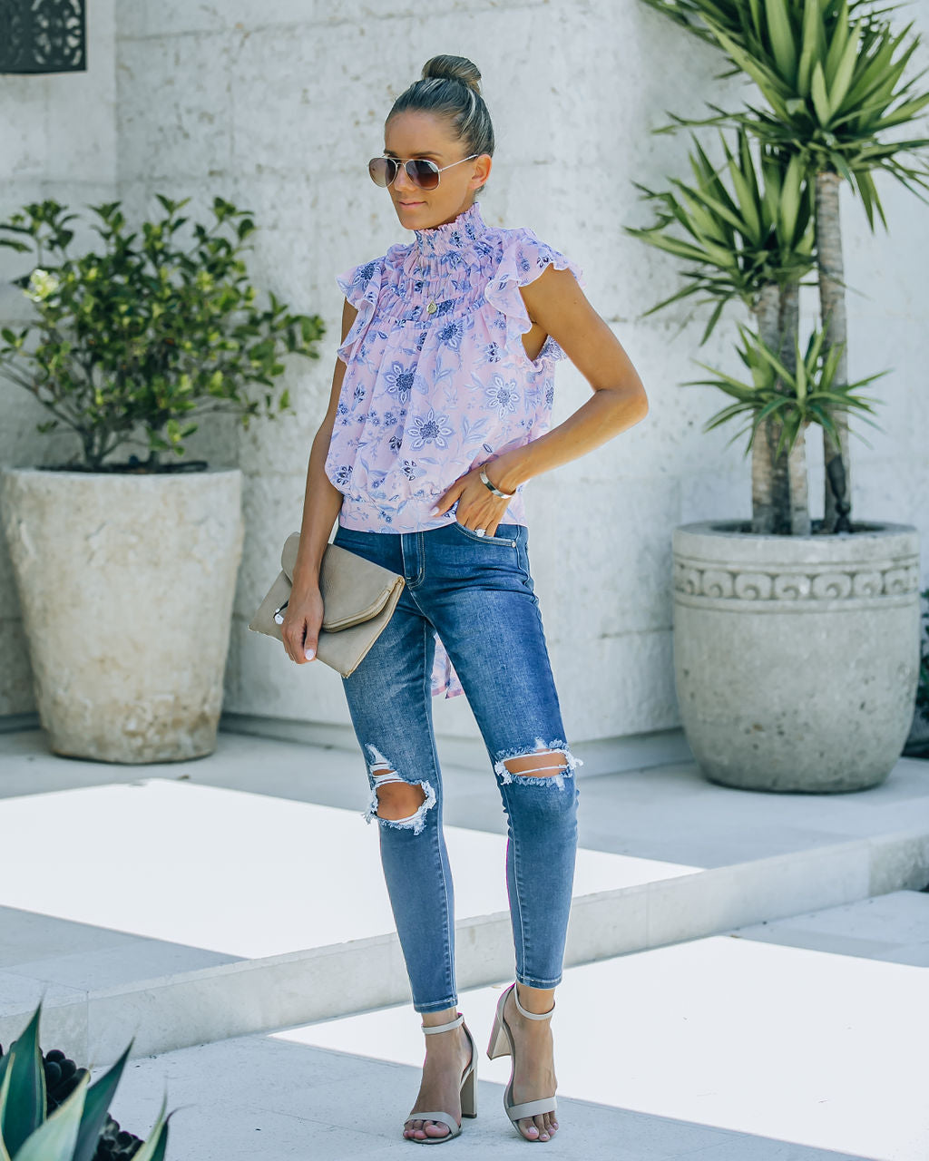 Cardi Floral Chiffon Tie Blouse - FINAL SALE Ins Street