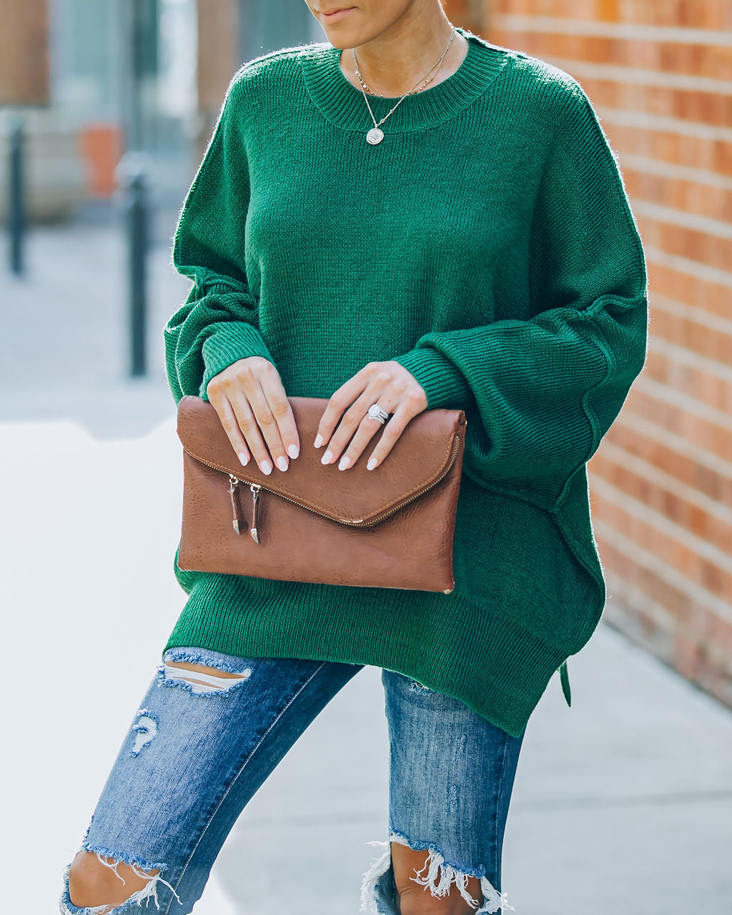 Dariel Relaxed Knit Sweater - Hunter Green - FINAL SALE NEWB-001