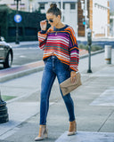 Kolston Striped Cotton Blend Sweater - Navy Combo - FINAL SALE Ins Street