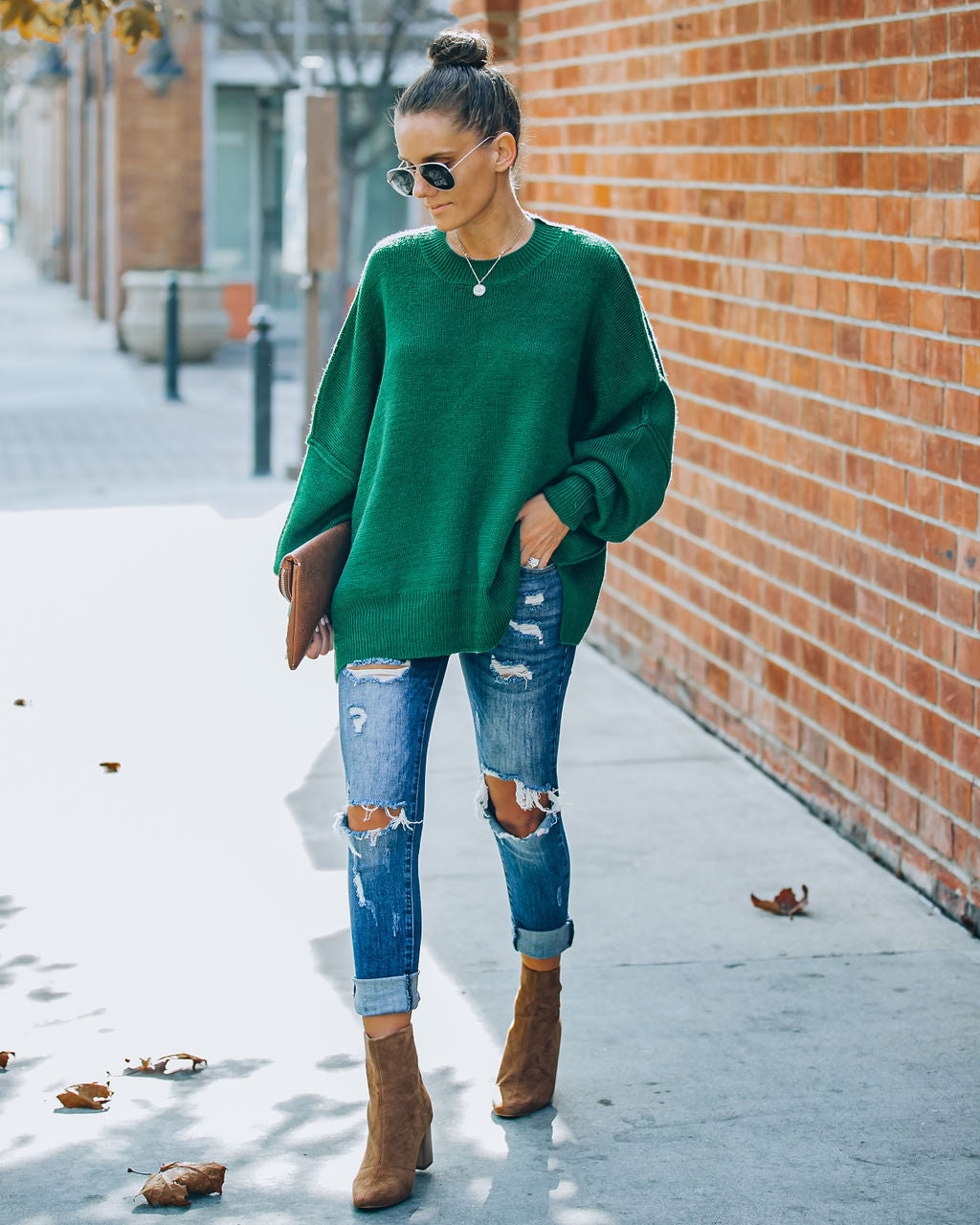 Dariel Relaxed Knit Sweater - Hunter Green - FINAL SALE NEWB-001