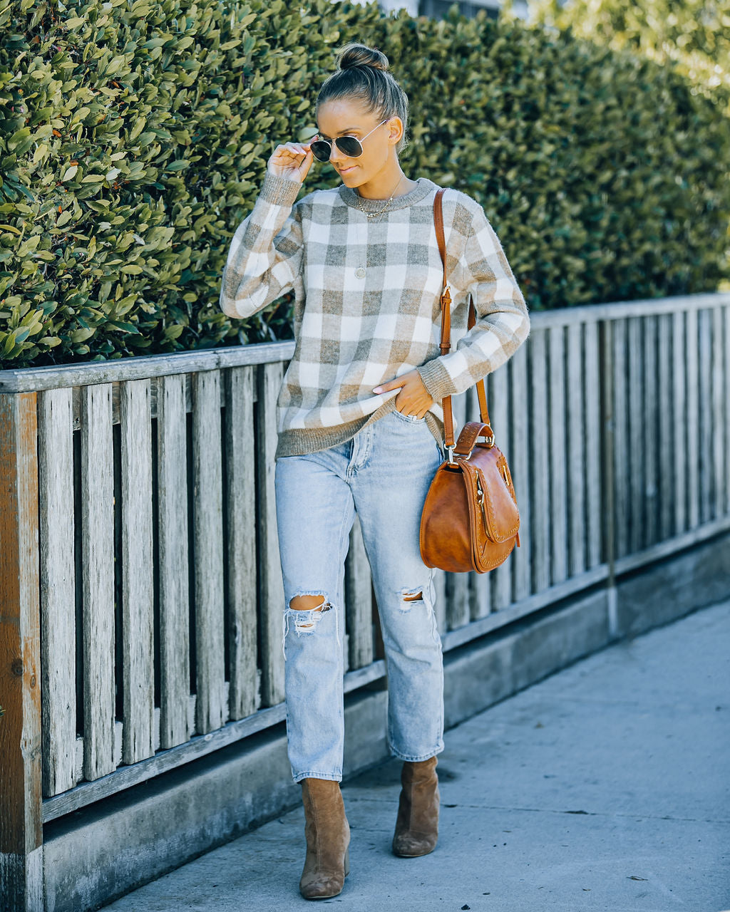 Robson Checkered Knit Sweater Ins Street