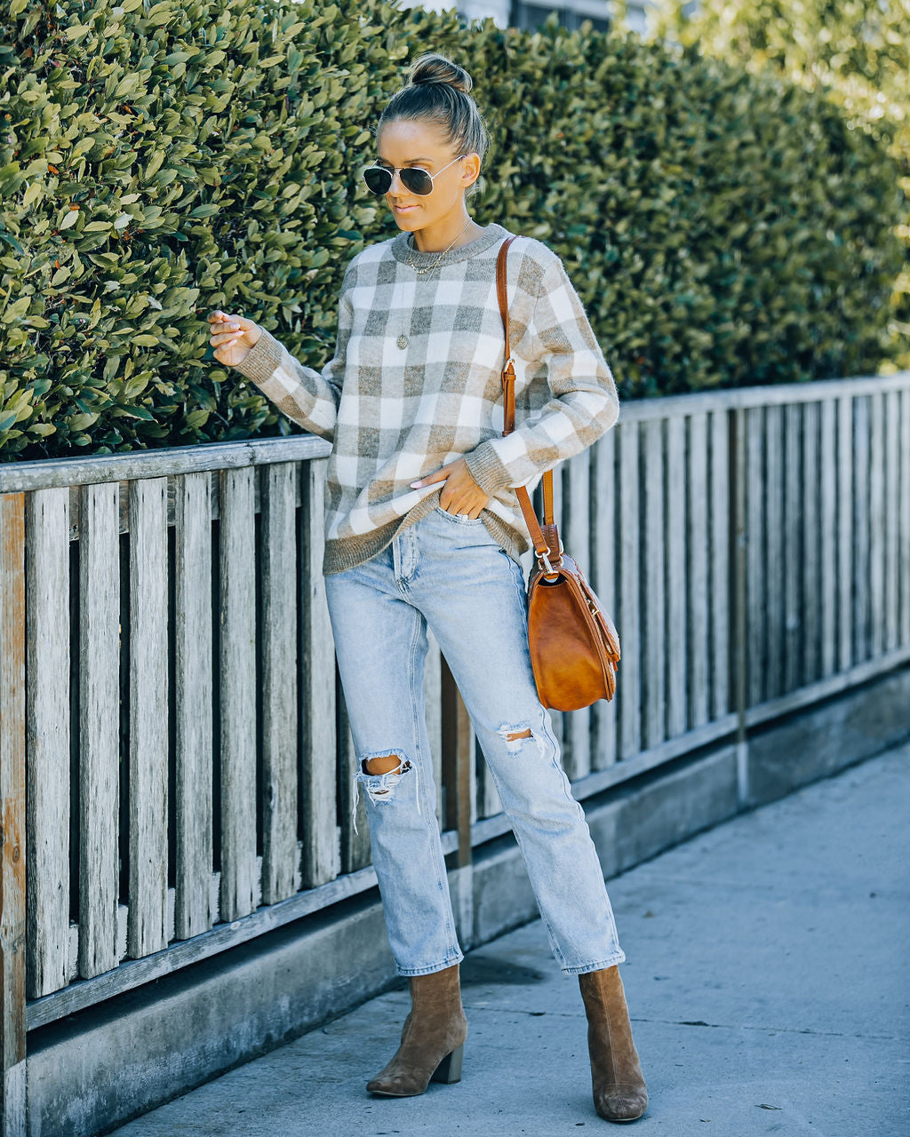 Robson Checkered Knit Sweater Ins Street