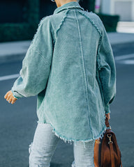 Navid Cotton Pocketed Corduroy Shacket - Seafoam Ins Street