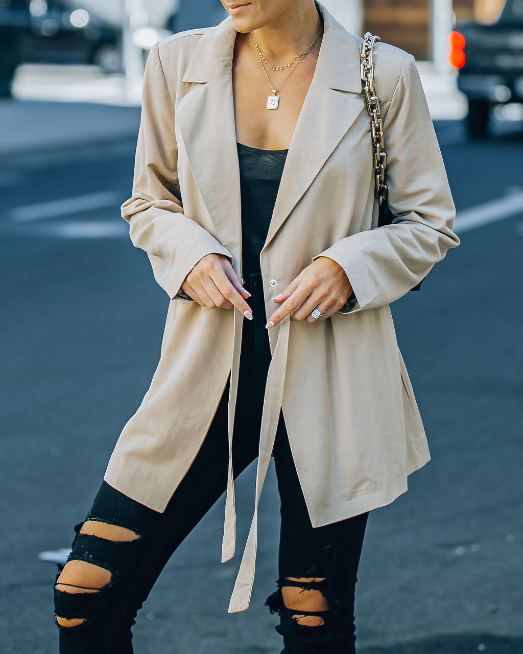 Jacqueline Drawstring Blazer - Beige - FINAL SALE Ins Street