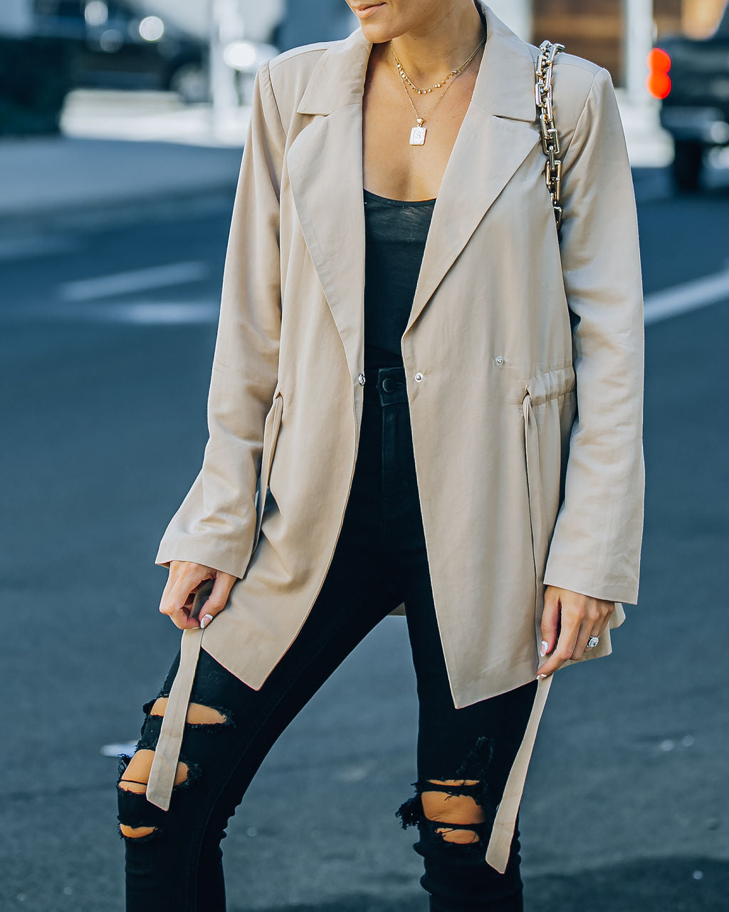 Jacqueline Drawstring Blazer - Beige - FINAL SALE Ins Street