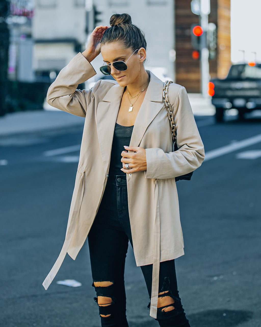 Jacqueline Drawstring Blazer - Beige - FINAL SALE Ins Street