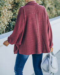 Kiandra Cotton French Terry Henley Top - Burgundy - FINAL SALE Ins Street