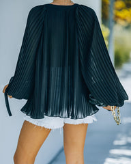 Nightfall Pleated Balloon Sleeve Blouse - Black Ins Street