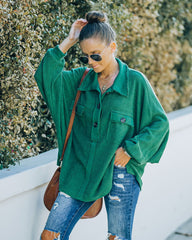 Kiandra Cotton French Terry Henley Top - Hunter Green - FINAL SALE Ins Street