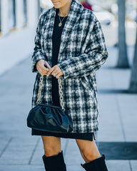 Berlin Pocketed Shimmer Plaid Coat - Black - FINAL SALE InsStreet