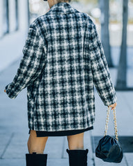 Berlin Pocketed Shimmer Plaid Coat - Black - FINAL SALE InsStreet