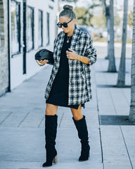 Berlin Pocketed Shimmer Plaid Coat - Black - FINAL SALE InsStreet