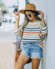 Moe Striped Knit Sweater - Beige Ins Street