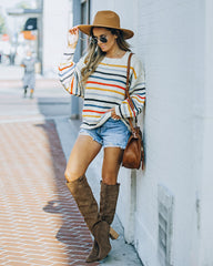 Moe Striped Knit Sweater - Beige Ins Street