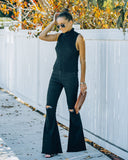 Monty Cotton Sleeveless Turtleneck Top - Black Ins Street