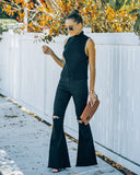 Monty Cotton Sleeveless Turtleneck Top - Black Ins Street