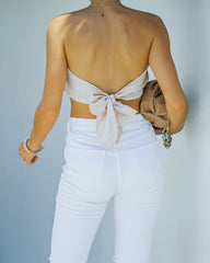 Vocals Strapless Satin Scarf Top - Light Taupe Ins Street