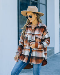 Balboa Plaid Wool Blend Shacket - Rust InsStreet