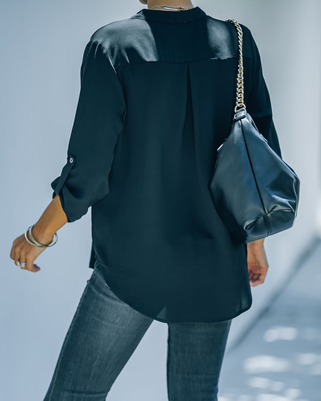 Split The Tab Blouse - New Black - FINAL SALE Ins Street