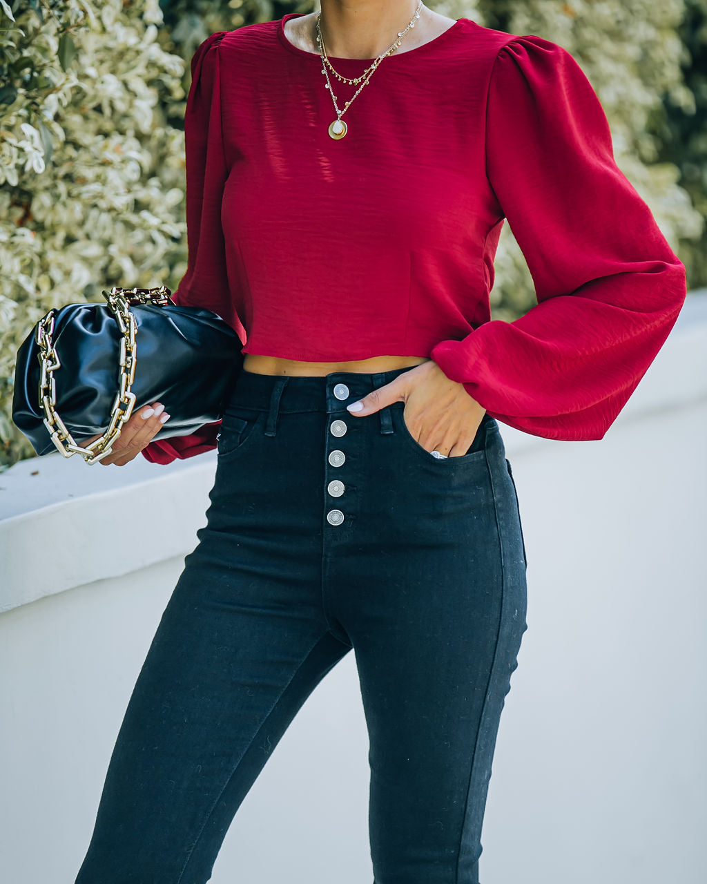 Joyce Billowed Sleeve Crop Blouse - Port - FINAL SALE Ins Street