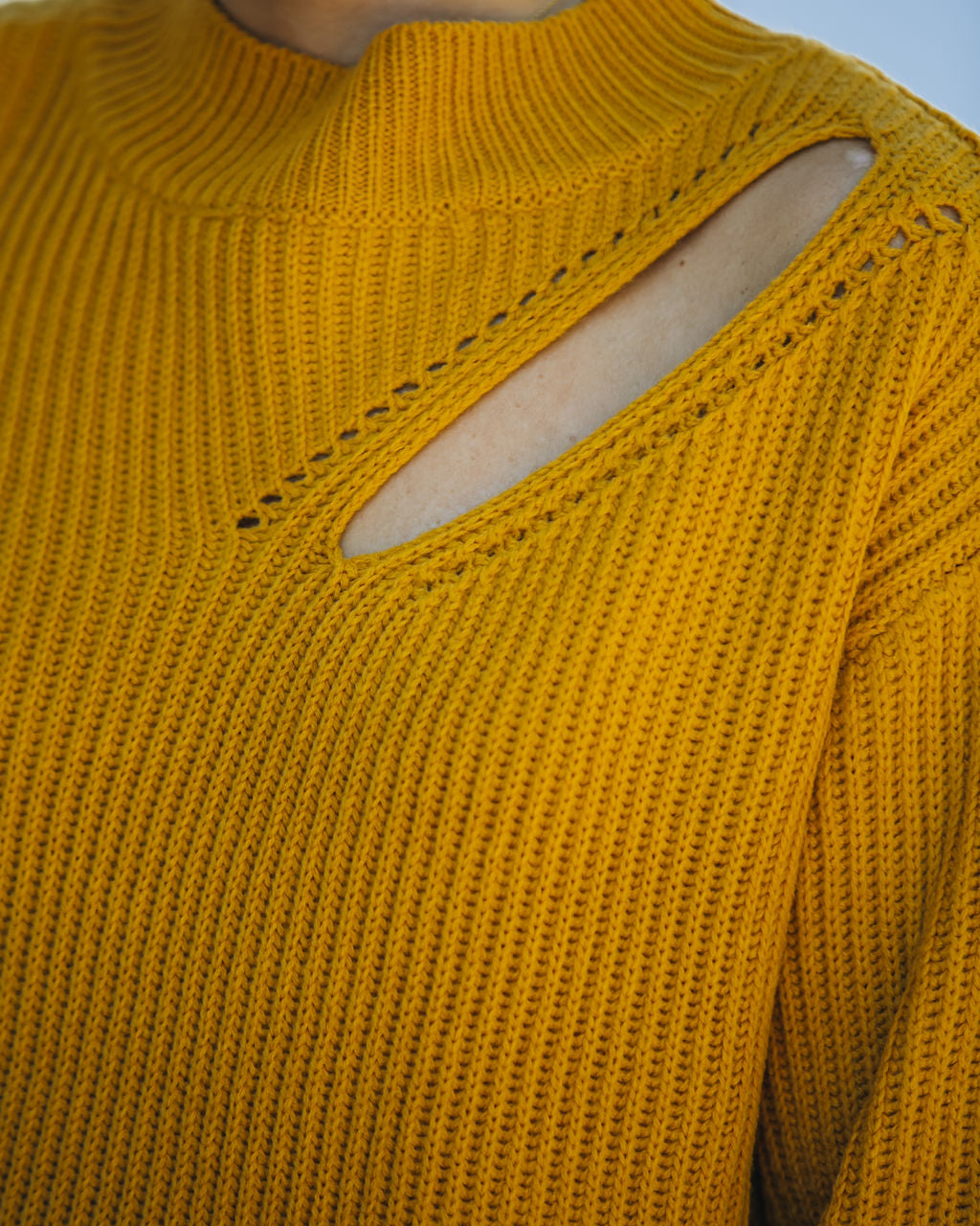 Wildest Dreams Knit Cutout Sweater - Mustard Ins Street