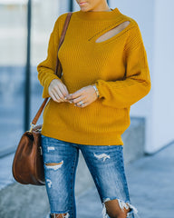 Wildest Dreams Knit Cutout Sweater - Mustard Ins Street