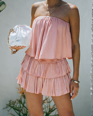 Phoebe Strapless Smocked Romper - Powder Rose Ins Street