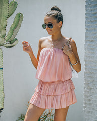 Phoebe Strapless Smocked Romper - Powder Rose Ins Street