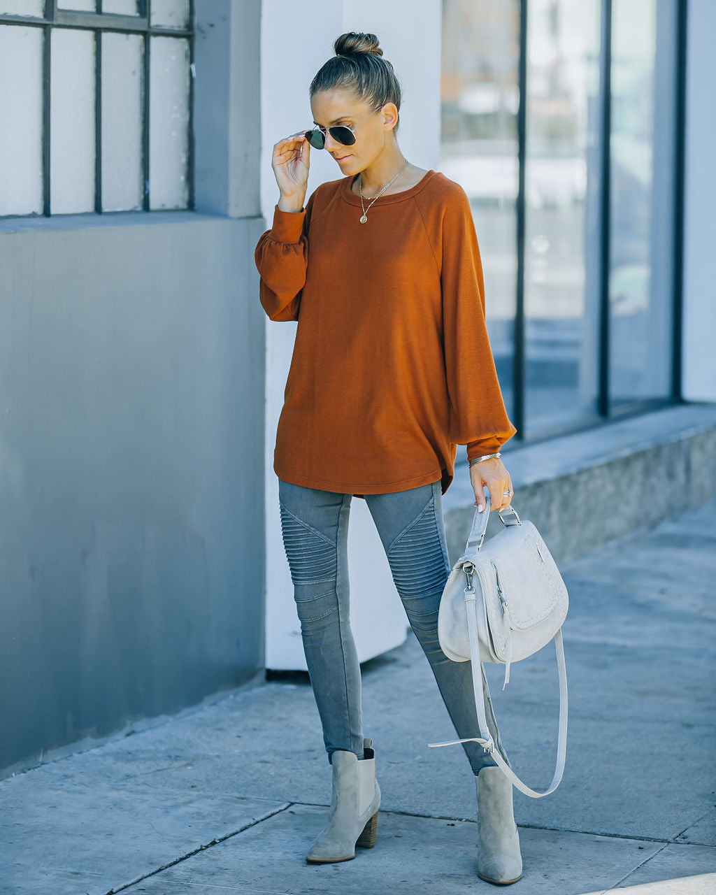 Serafina Knit Raglan Top - Camel Ins Street