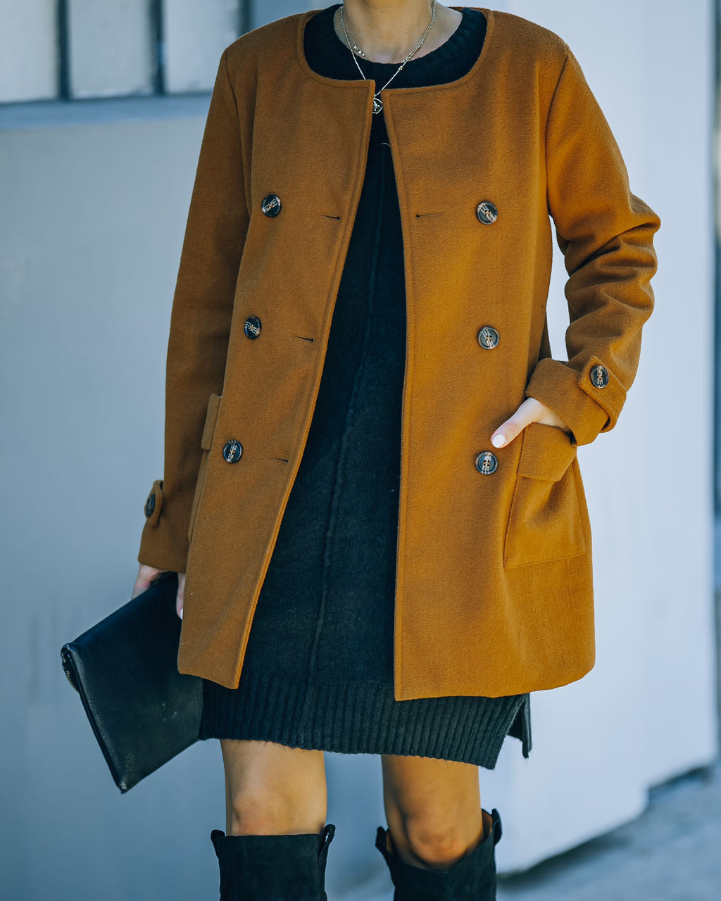 Spread The Warmth Pocketed Peacoat - Dark Camel - FINAL SALE Ins Street