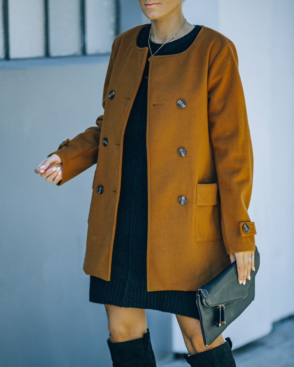 Spread The Warmth Pocketed Peacoat - Dark Camel - FINAL SALE Ins Street