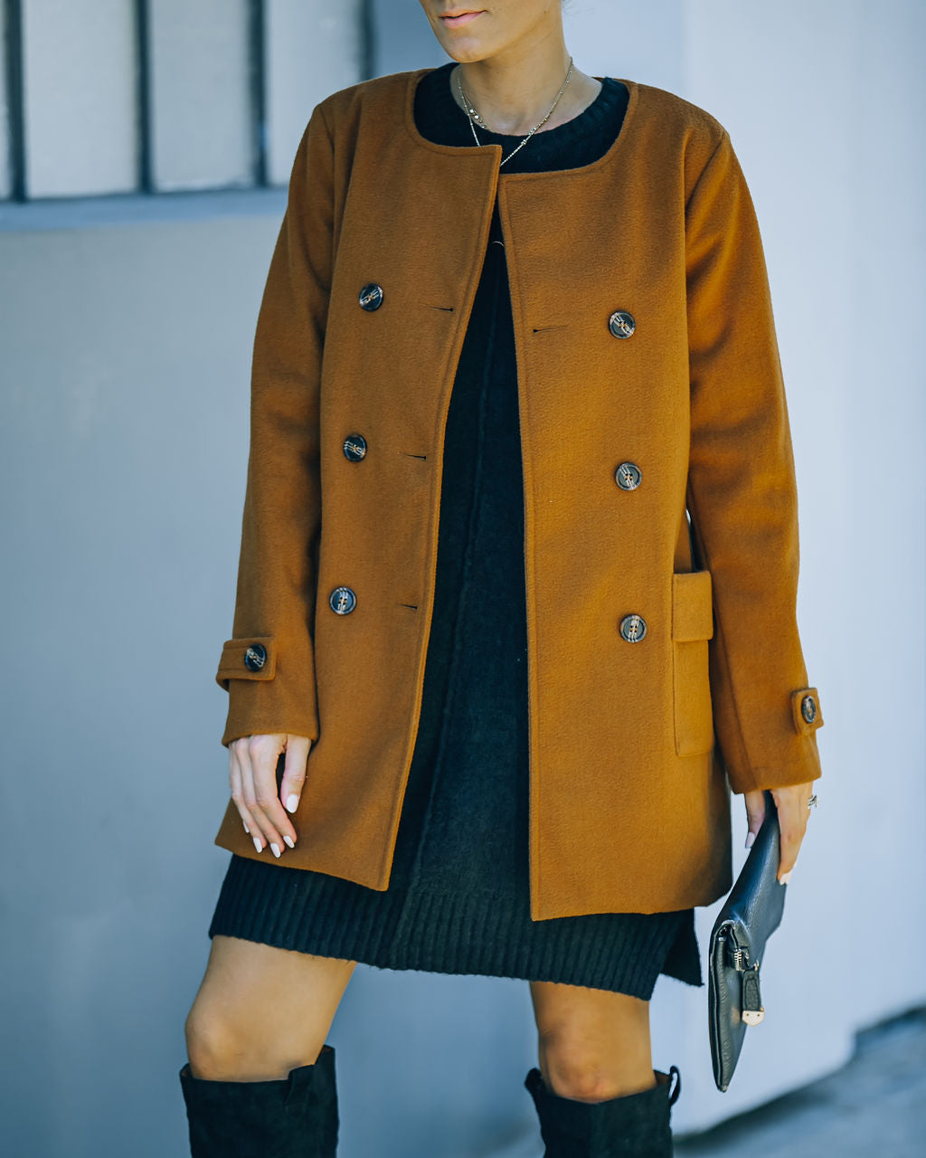 Spread The Warmth Pocketed Peacoat - Dark Camel - FINAL SALE Ins Street