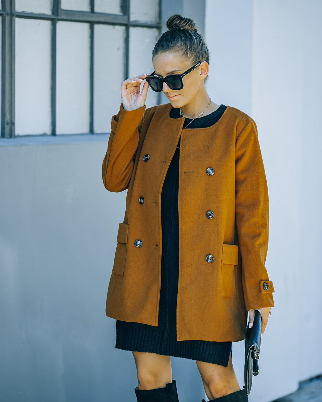 Spread The Warmth Pocketed Peacoat - Dark Camel - FINAL SALE Ins Street