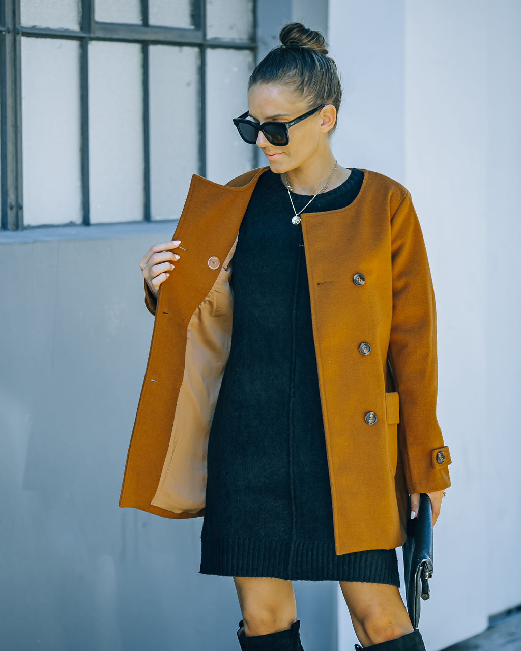 Spread The Warmth Pocketed Peacoat - Dark Camel - FINAL SALE Ins Street