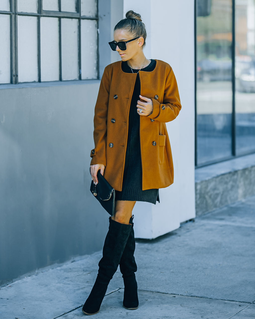 Spread The Warmth Pocketed Peacoat - Dark Camel - FINAL SALE Ins Street