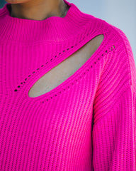 Wildest Dreams Knit Cutout Sweater - Bright Pink Ins Street