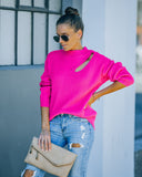 Wildest Dreams Knit Cutout Sweater - Bright Pink Ins Street