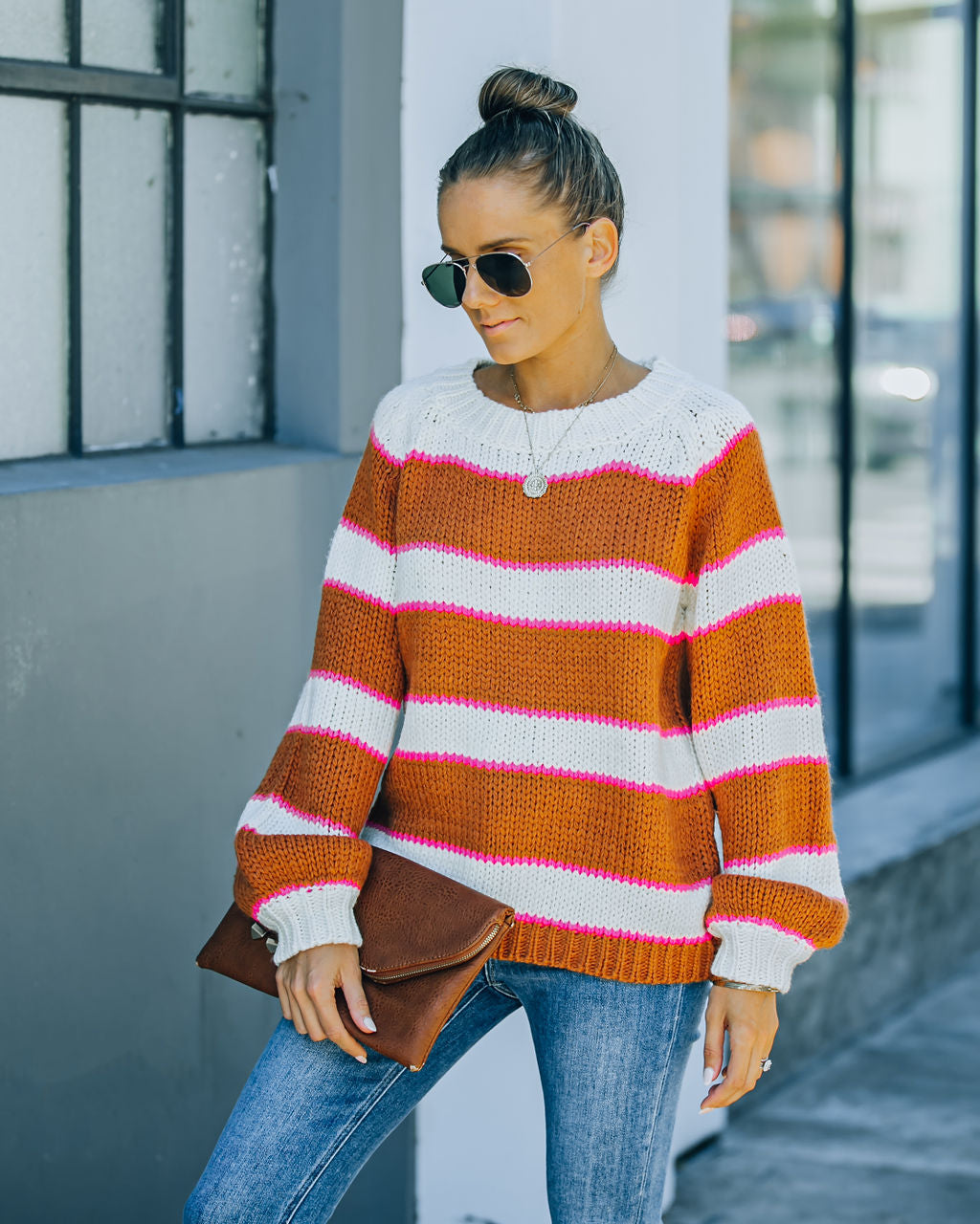 Jamila Striped Knit Sweater Ins Street