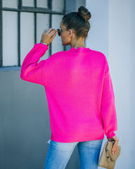 Wildest Dreams Knit Cutout Sweater - Bright Pink Ins Street