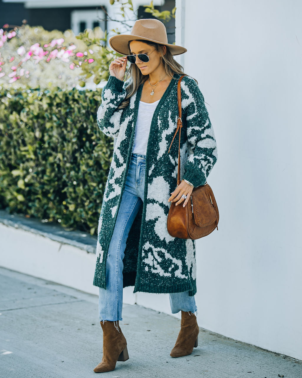 Merced Knit Duster Cardigan - Forest Green Ins Street