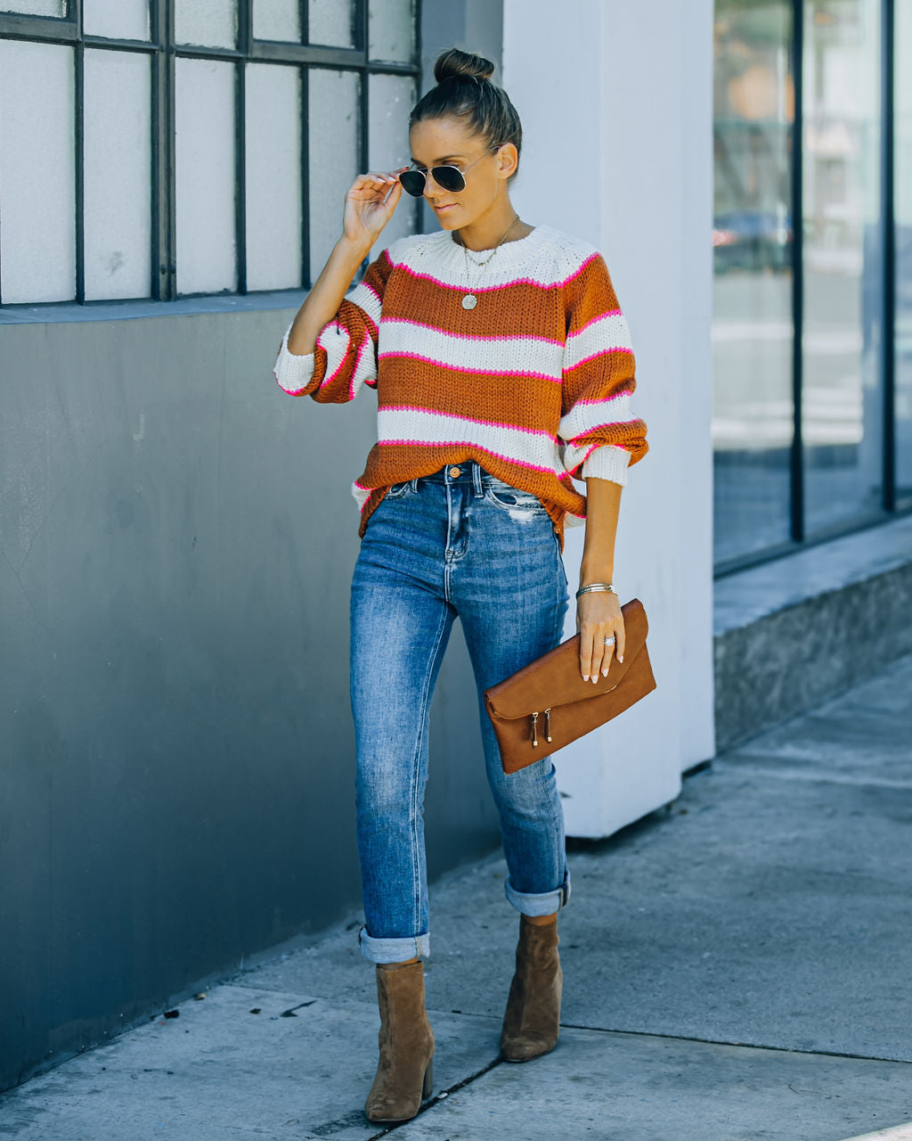 Jamila Striped Knit Sweater Ins Street