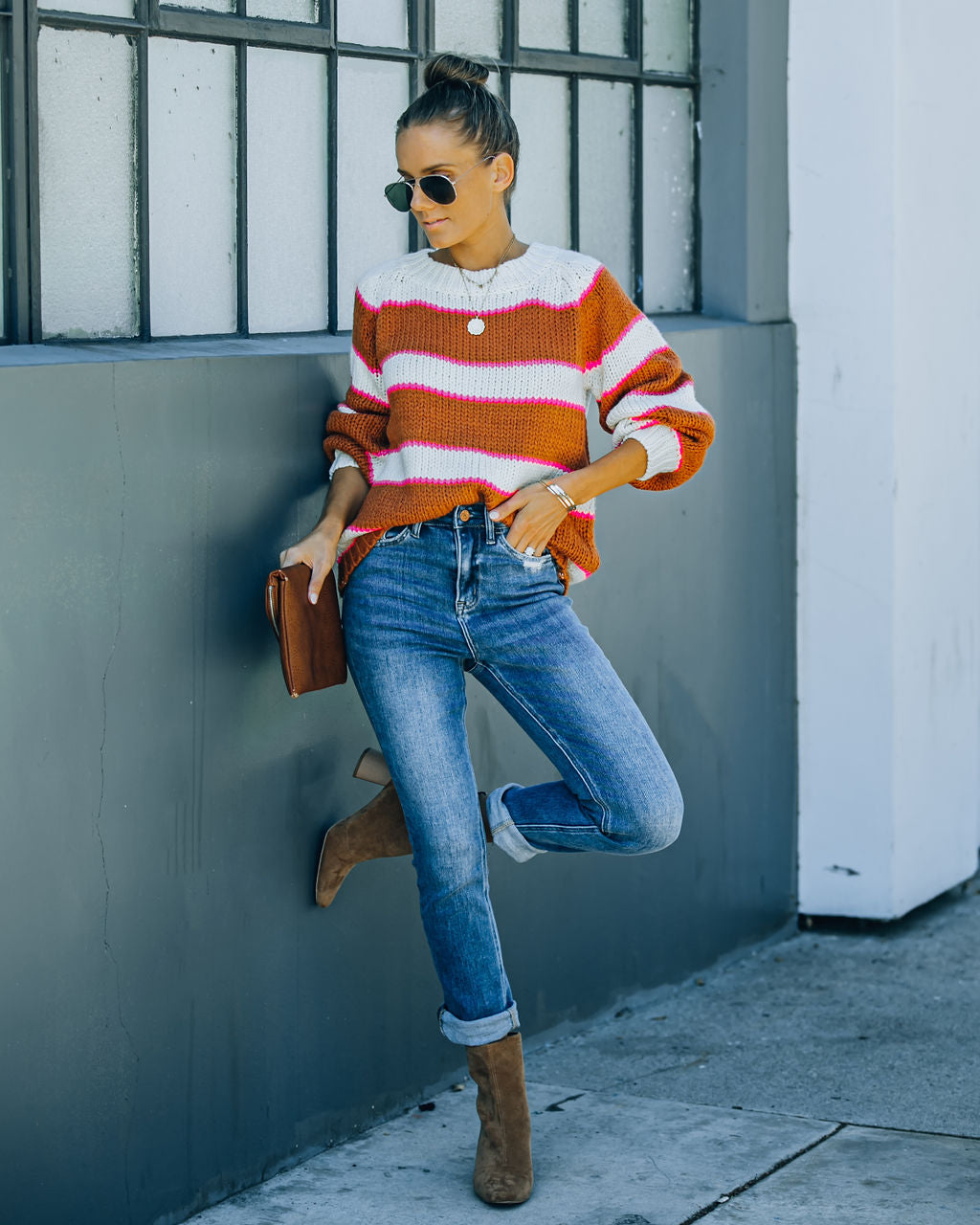 Jamila Striped Knit Sweater Ins Street