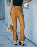 Vira High Rise Faux Leather Flare Pants - Cognac Ins Street