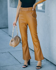 Vira High Rise Faux Leather Flare Pants - Cognac Ins Street