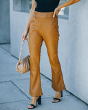 Vira High Rise Faux Leather Flare Pants - Cognac Ins Street