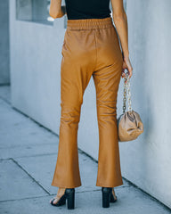 Vira High Rise Faux Leather Flare Pants - Cognac Ins Street