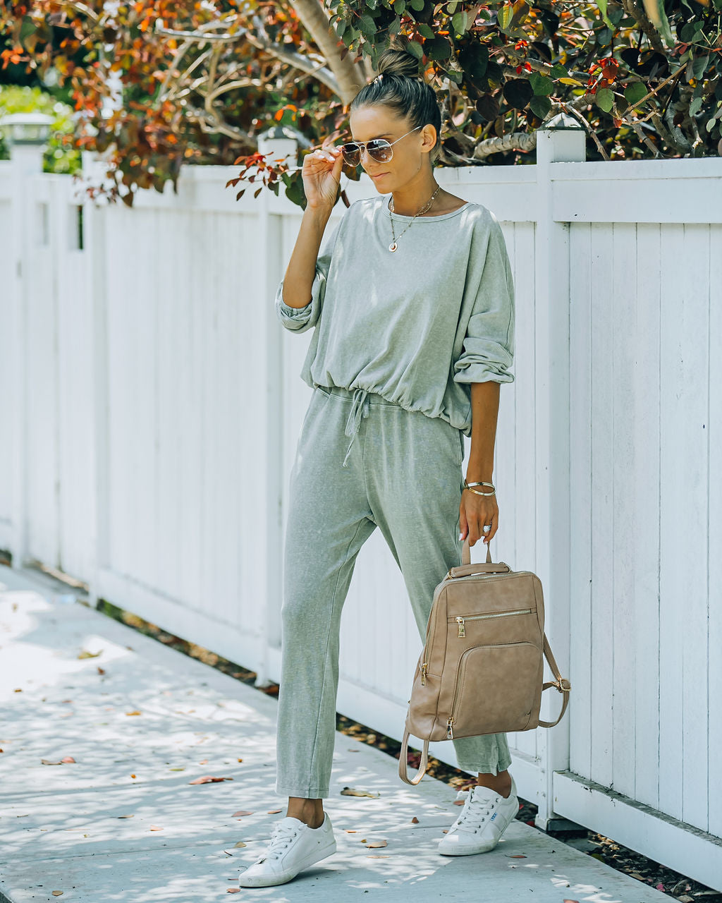 Farrow Cotton Blend Billowed Knit Top - Olive - FINAL SALE Ins Street