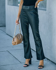 Vira High Rise Faux Leather Flare Pants - Black Ins Street